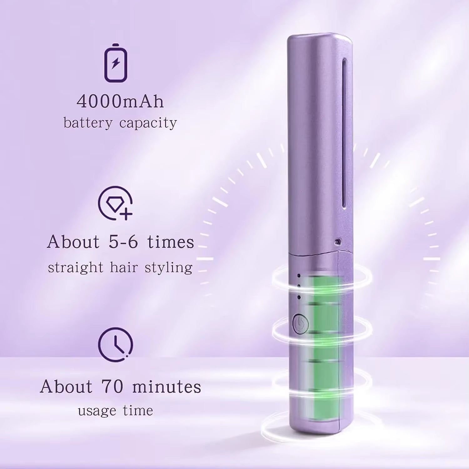 Cordless Hair Straightener Brush with Negative Ion Technology