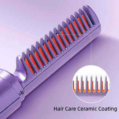 Cordless Hair Straightener Brush with Negative Ion Technology