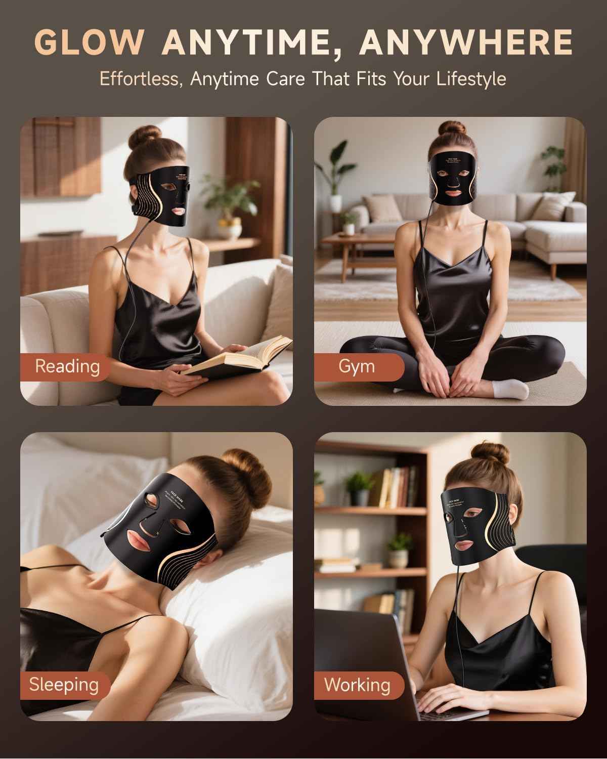 Red Light Therapy Mask for Face - 7 Colors LED Light Therapy with Rechargeable Remote, 850NM Infrared & Red Light for Home Use or Travel - Anti-Aging & Skin Rejuvenation Device