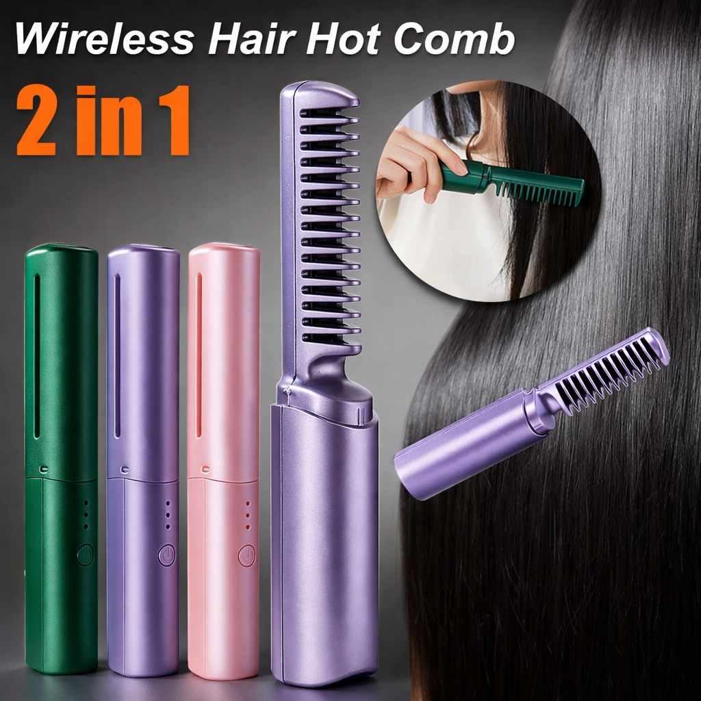 Cordless Hair Straightener Brush with Negative Ion Technology