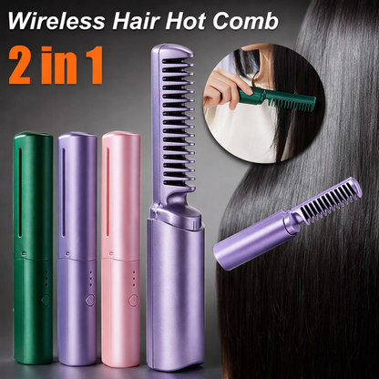 Cordless Hair Straightener Brush with Negative Ion Technology