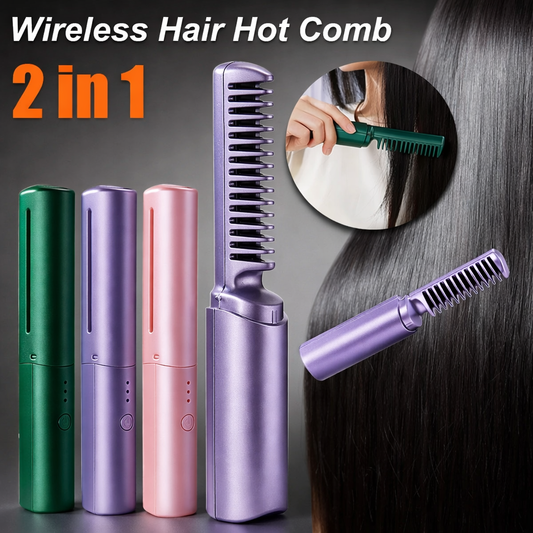Cordless Hair Straightener Brush with Negative Ion Technology
