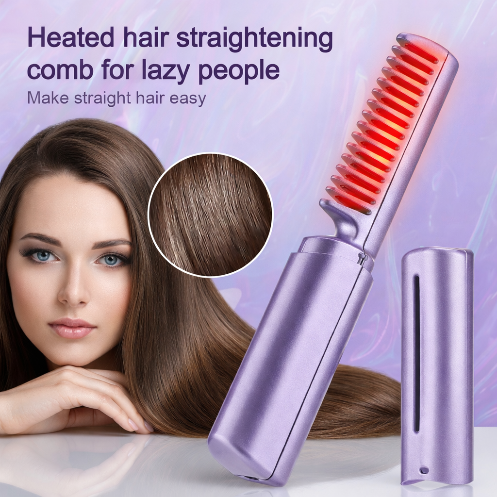 Cordless Hair Straightener Brush with Negative Ion Technology