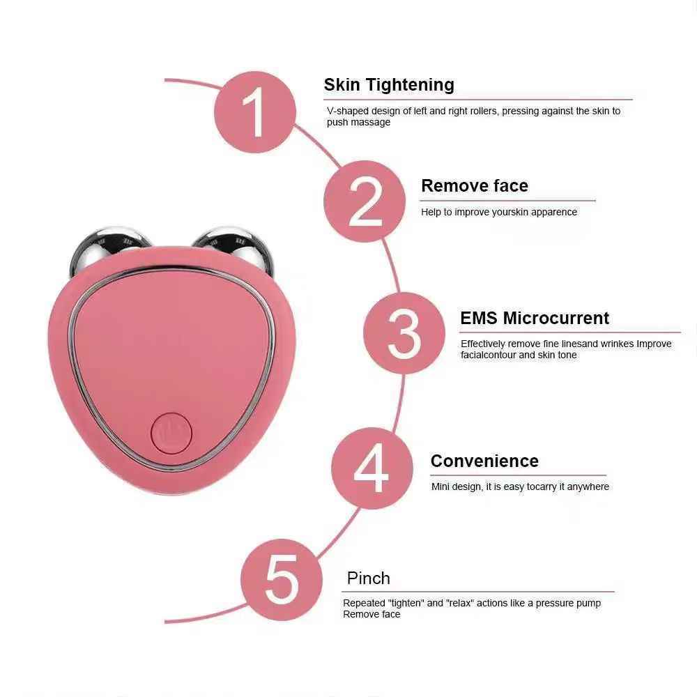 Facial Massager Microcurrent Roller for Skin Tightening and Anti-Wrinkle Rejuvenation