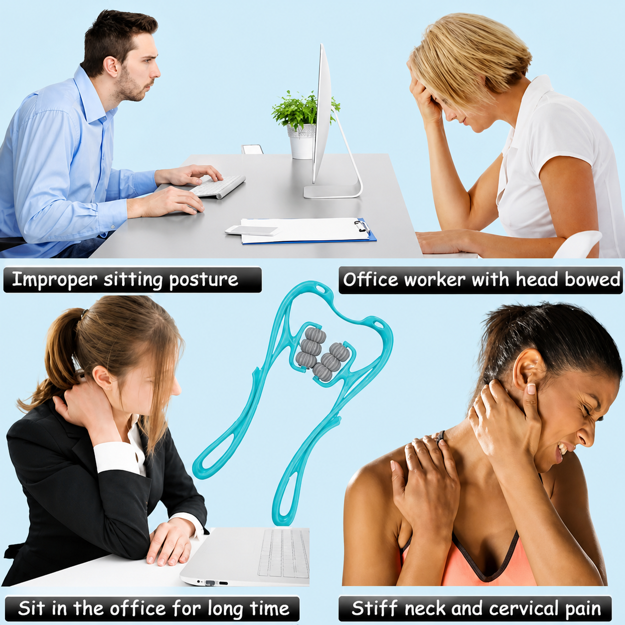Stop Neck Pain Now: 6-Roller Deep Tissue Massager